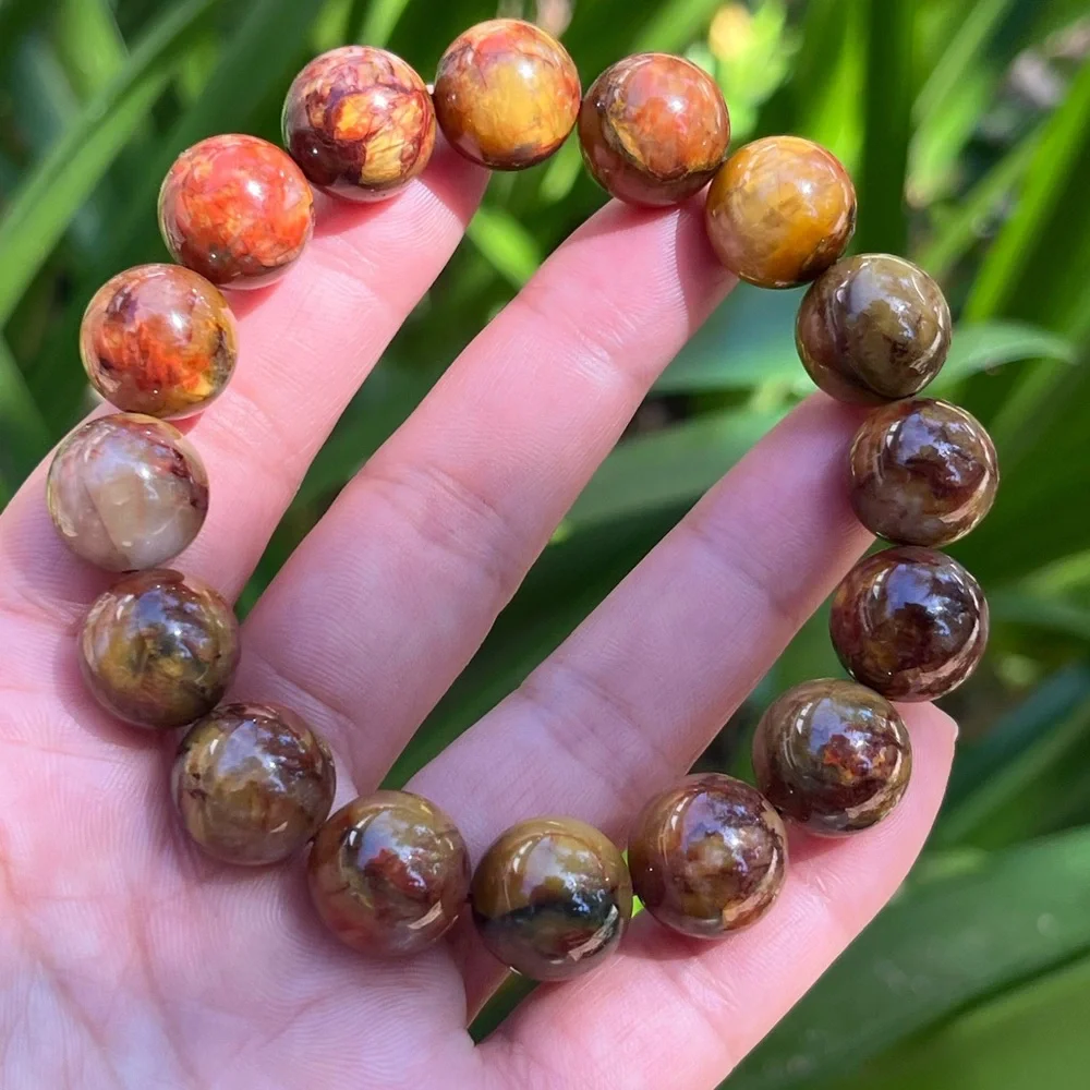 14mm chunky stretchable yellow pietersite bracelet 1927‎